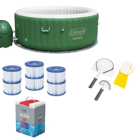Coleman SaluSpa 6 Person Hot Tub + Filter 3 Pack, 2 Cleaning + Maintenance (Best Way To Heat Hot Tub)