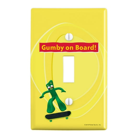 Gumby On Board - Skateboarder Skater Plastic Wall Decor Toggle Light Switch Plate Cover