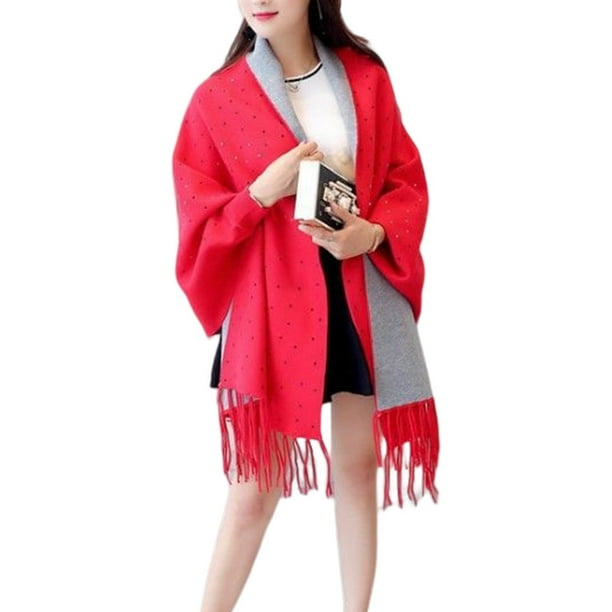 sweethay Invierno mujer fibra acrilica chal ninas senderismo panuelo diseno Simple fiesta banquete capa mujer Poncho ropa accesorio Abrigos y