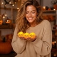 thumbnail image 3 of Halloween Pumpkin Dedorations Indoor Outdoor, Mini Pumpkin Night Light, Weather Resistant Small Pumpkin Figurine for Desk Shelf Halloween Party Indoor Home Decorations 1.97*2.17in 3pack, 3 of 7