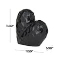 thumbnail image 3 of 12" x 11" Black Porcelain Ceramic Dimensional Angled Origami Inspired Heart Sculpture with Faceted Exterior, by DecMode, 3 of 7