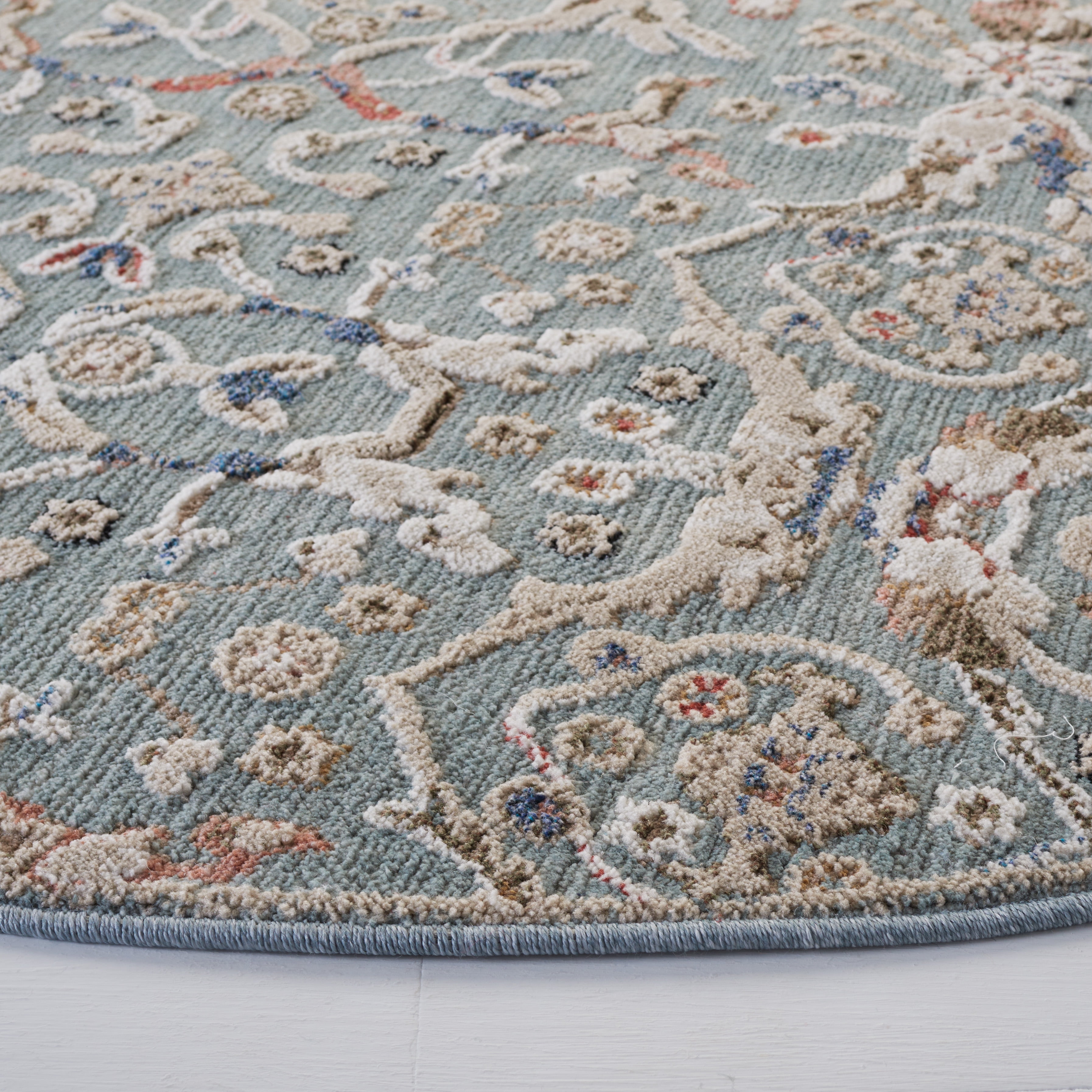 SAFAVIEH Vivaldi Petrina Abstract Area Rug, Navy/Rust, 6'7" x 6'7" Round
