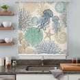 thumbnail image 5 of Nautical Coastaal Sheer Curtains 45" Long, Ocean Jellyfish Coral Seashells Conch Beige Light Filering Curtains, Breathable Simi Curtain Privacy Drapes for Kitchen Bathroom Small Window Treatment, 5 of 8