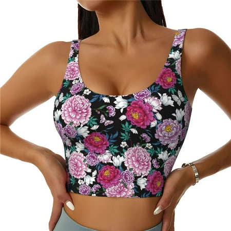 Racerback Sports Bras For Women High Support  Colorful Carnations Flowers A Workout Tank Tops Woman  Workout Yoga Running Bra
