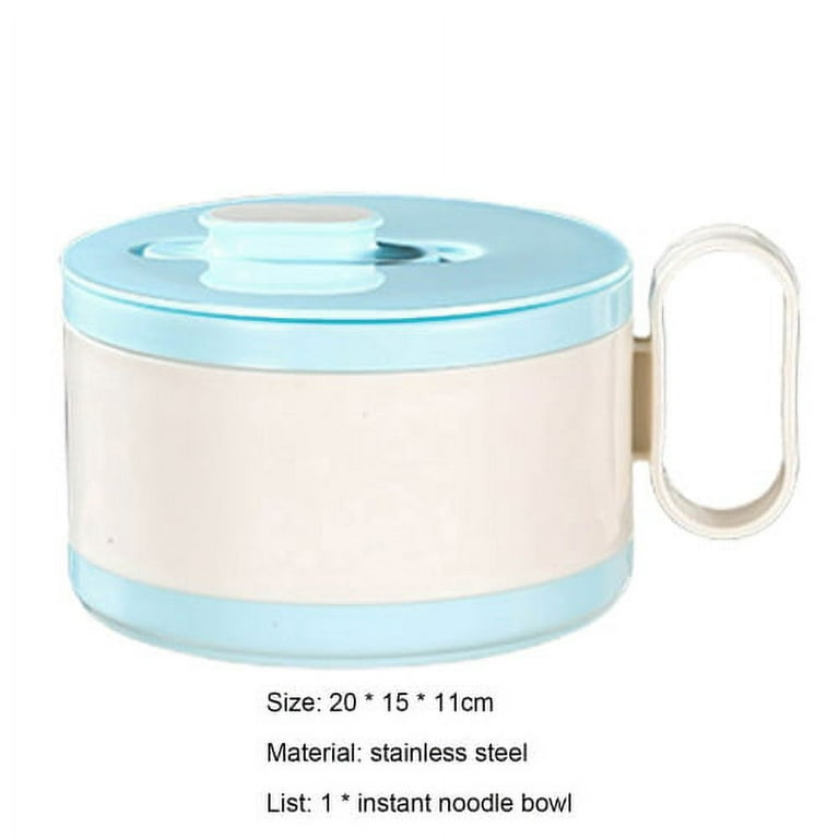 Noodle Bowl With Lid Handle Stainless Steel Plastic Leak-proof