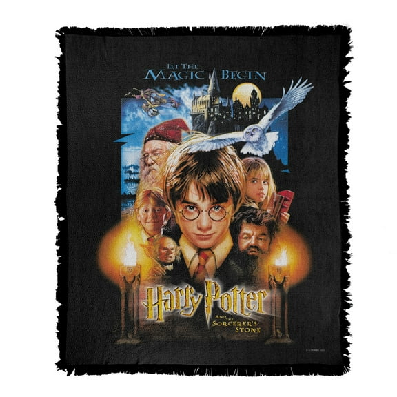 Harry Potter Blanket, 50'x60' Movie Poster Woven Tapestry Cotton Blend Fringed Throw