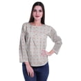 thumbnail image 2 of Moomaya Printed Button Placket Full Sleeve Top Round Neck WoMen's Casual Summer Tunic, 2 of 5