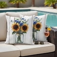 thumbnail image 4 of Sunflower Outdoor Waterproof Pillow Covers, Country Style Purple Flower Rustic Wood Plank Decorative Square Throw Pillowcase Sofa Cushion Sham for Patio/Couch/Chair, 26"x26" 2 Pack, 4 of 8