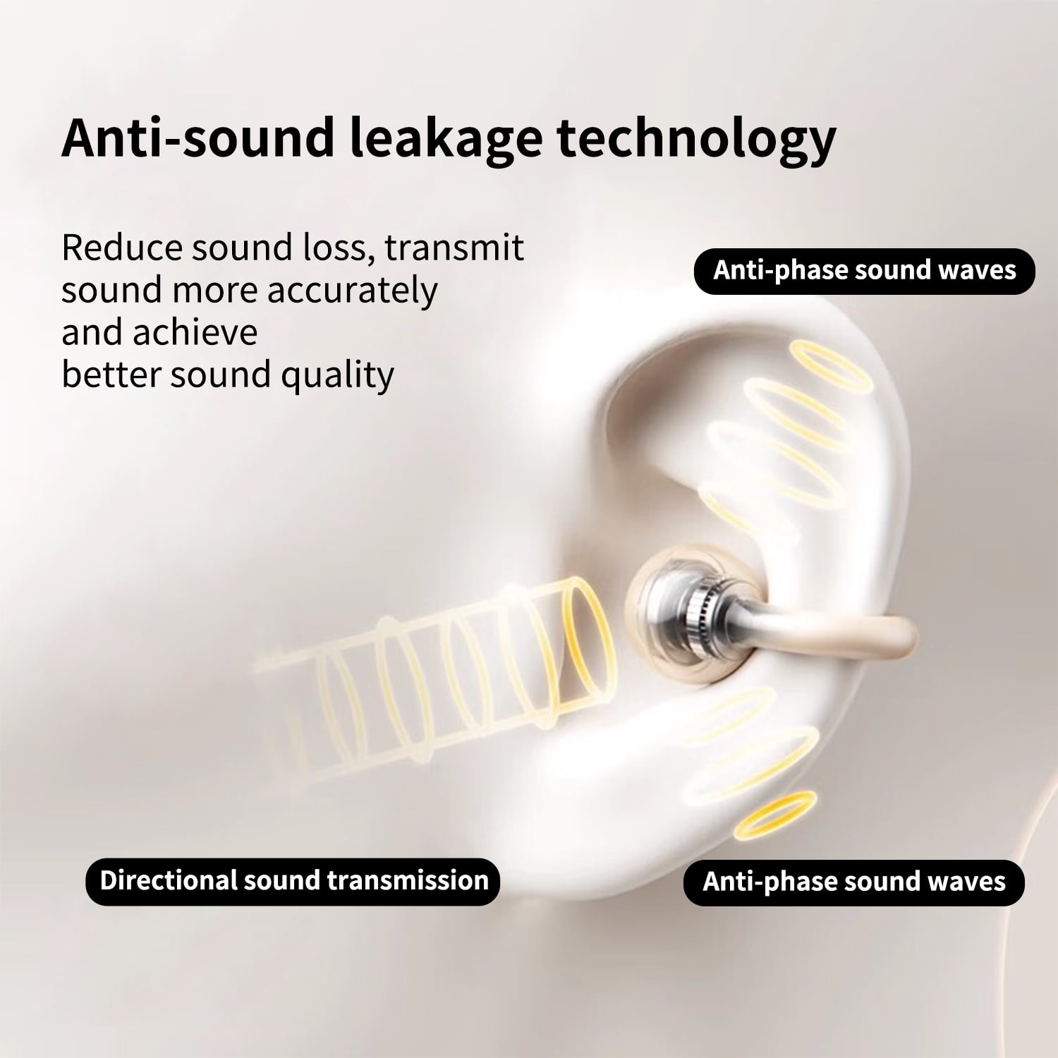 Open Ear Clip on Earbuds, 80H Play Bluetooth 5.3 Wireless Headphones, IPX4 Waterproof, HD Sound & Secure Fit, Comfortable Lightweight Gym Headphones for Running, Workouts（Champagne Gold）