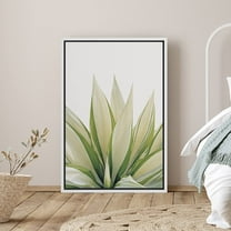 PixonSign Framed Canvas Print Wall Art Spiked Cactus Plant Close-Up Botanical Flower Photography Modern Art Contemporary Relax/Calm Green Cool for Living Room, Bedroom, Office - 24"x36" White