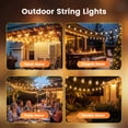 thumbnail image 3 of Mylorn Solar Outdoor String Lights 120FT(60FT*2), S14 LED Bulbs 50+2, 2700K Warm White Dimmable with Remote, 3 Modes, 2FT Spacing, Patio Lights for Balcony Cafe Yard Garden Decor, 3 of 9