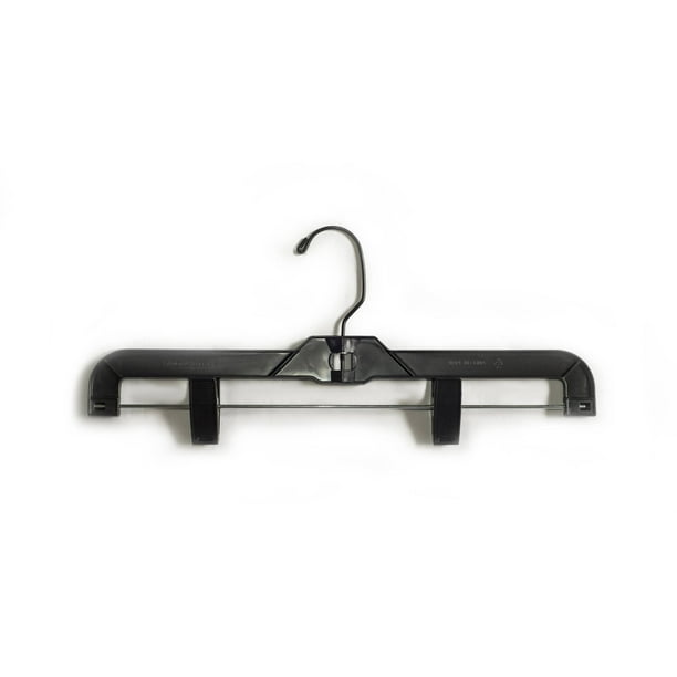 NAHANCO 2600PCBHHU 14" Black Heavy Weight Plastic Skirt/Pant Hangers With Black Hook and Clips