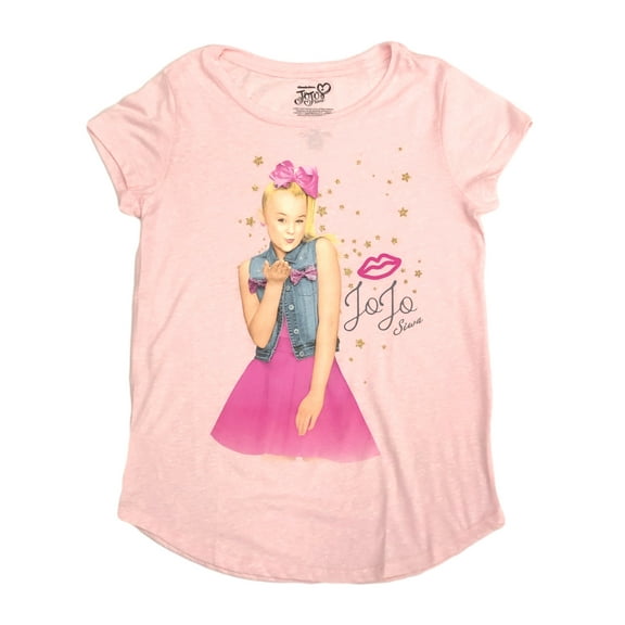 Jojo Siwa Girls Pink Sparkle Short Sleeve Blow A Kiss T-Shirt Tee Shirt X-Large