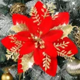 thumbnail image 2 of Flores artificiales de Navidad brillo Poinsettia con Clips XUQIANG adornos de árbol de Navidad, 2 of 5