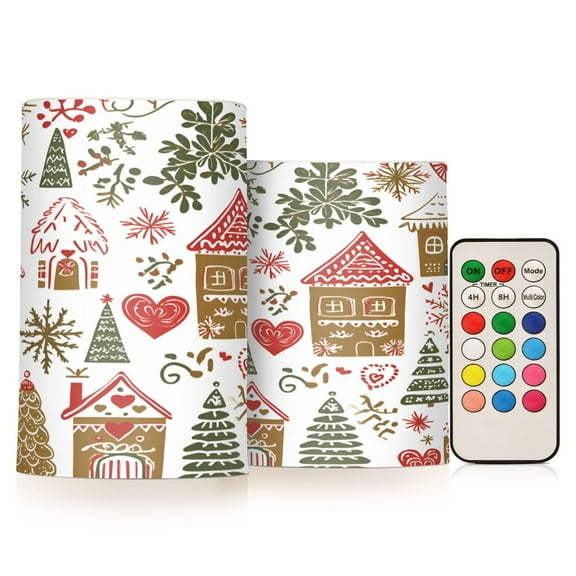 Yayeee Flameless Candles with Remote Flickering Battery Operated Multi Color Changing, Brown Nordic Christmas House