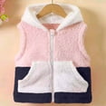 thumbnail image 2 of DxhmoneyHX Girls Jacket Soft Comfy Warm Fleece Vest Fall Winter Fashion Color Block Sleeveless Coat Full Zip up Hoodie with&nbsp;Pockets Size 150, 2 of 5