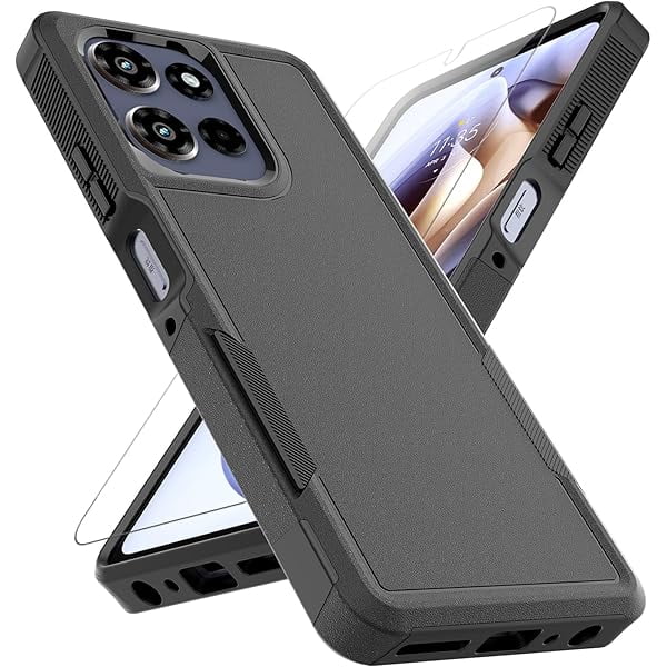 wonima11 for Moto G Power 2025 Case: Dual Layer Protective Heavy Duty Cell Phone Cover Shockproof Rugged with HD Screen Protector - Military Protection Bumper Tough - Motorola Moto G Power 2025, Black