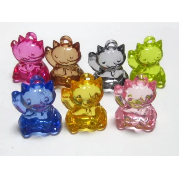 U8MO Craft DIY Mixed Colour Transparent Acrylic Charm Pendants Large Animal Shape-30pcs Money CAT 23X18mm