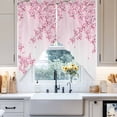 thumbnail image 4 of Swag Curtains Valances for Windows, Pink Cherry Blossom Short Kitchen Window Curtains Over Sink, Watercolor Spring Flowers Cafe Curtains Panel Set Of 2,Rod Pocket, 36 Inches Length, 4 of 8
