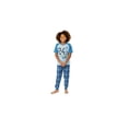thumbnail image 4 of Sleep On It Boys 2-Piece Short-Sleeve Jersey Pajama Pants Set - 24/7 Yawning - Blue Plaid, Size: S 6/7, 4 of 6