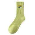 thumbnail image 2 of Woman Socks Men Embroidered Odor-Free Sweat-Wicking Thicker Mid-Calf Sports Socks Socks with Grippers Green One Size, 2 of 7