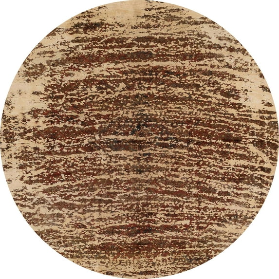 Ahgly Company Indoor Round Abstract Dark Sienna Brown Abstract Area Rugs, 5' Round