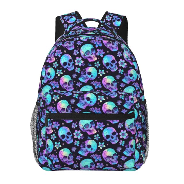 Balery Skull flower tie dye Mochila Escolar Impresa, Mochila Ligera para Viajes Casual, Mochila Duradera y Cómoda Multifuncional, Mochila para Laptop-One Size