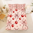 thumbnail image 5 of Erosebridal Pink Bow Cherry Queen Sheet Sets for Girls, Vintage Fashion Ribbon Bed Set, 4pcs, 5 of 6
