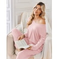thumbnail image 4 of Ekouaer Womens 2 Pack Pajama Sets Long Sleeve Leopard Top with Pants Pjs Black Sleepwear Soft Lounge Sets, 4 of 6