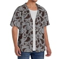 thumbnail image 2 of Balery Brown Moose with Pinecones Camisa Casual de Manga Corta con Botones para Hombre, Texturizada, Estilo Cubano, para Playa, Verano-Small, 2 of 5