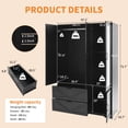 thumbnail image 3 of UZUGUL Black 3-Door Wardrobe Farmhouse Built-in Mirror USB Sensor Light 2 Drawers, 3 of 7