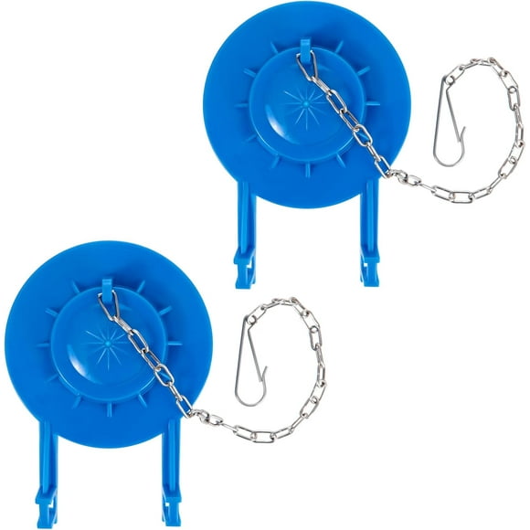 PinesC Toilet Flapper Replacement Kit,Universal for American Standard Toilet Flapper 2 inch,2 pack Toilet Stopper Flapper,With Stainless Steel Chain,Suitable for Most Toilets,Easy to Install(blue)