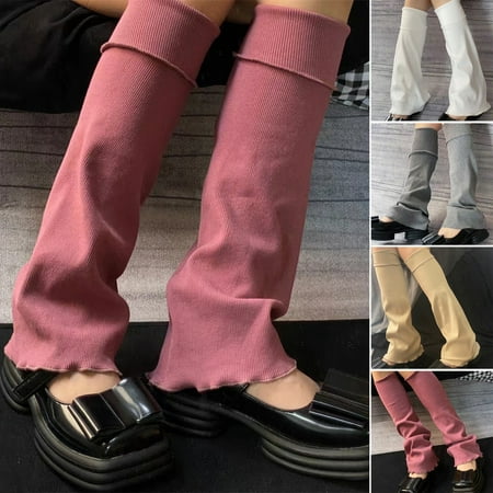 

1 Pair Leg Warmers Flared Knee High Knitted Lolita Stretchy Keep Warm Solid Color Autumn Winter Women Boot Stoc