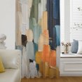 thumbnail image 4 of Orange Blue Blocks Sheer Curtains 54 Inches Long, Abstract Vintage Oil Painting Modern Art Light Filering Curtains, Breathable Simi Curtain Privacy Drapes for Kitchen Bathroom Window Treatment, 4 of 9