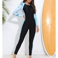 thumbnail image 4 of SWSMCLT Women's One Piece Zip Up Swimsuit Rash Guard High Neck Surfing Diving Spearfishing Cold Water Swimming Wetsuit Wet Suit Long Sleeve Warm Swimwear Blue 6, 4 of 5