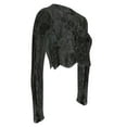 thumbnail image 4 of yillto Womens Lace Tops Long Sleeve Crewneck Tight Shirts Slim See Through Mesh Crop Top Party Clubwear, 4 of 5