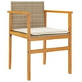 thumbnail image 2 of vidaXL Garden Chairs with Cushions 2 pcs Beige Poly Rattan&Solid Wood, 2 of 5