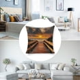 thumbnail image 3 of wooden walkway beach sunset Linen toss pillowcase decoration pillowcase gifting preferred 20x20 inch cushion cover 4 sets sofa pillowcase sofa bedroom living room car, 3 of 8