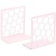 thumbnail image 1 of Sujetalibros de primera calidad, extremos geométricos de metal en forma de panal (blanco, 1 par), sujetalibros para estanterías, color rosa Adepaton CZBG-XM180-3, 1 of 6