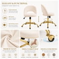 thumbnail image 5 of Ktaxon Office Desk Chair Adjustable Flannel Computer Task Chair Small Rolling Vanity Stool with Wheels for Study Make-up Dressing Room Off White, 5 of 9