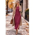 thumbnail image 5 of Cueply Long Sleeve Dress for Women Fall Wedding Guest Cocktail Maxi Dresses Split Elegant Ribbed Knit Winter Dress with Pockets, 5 of 9