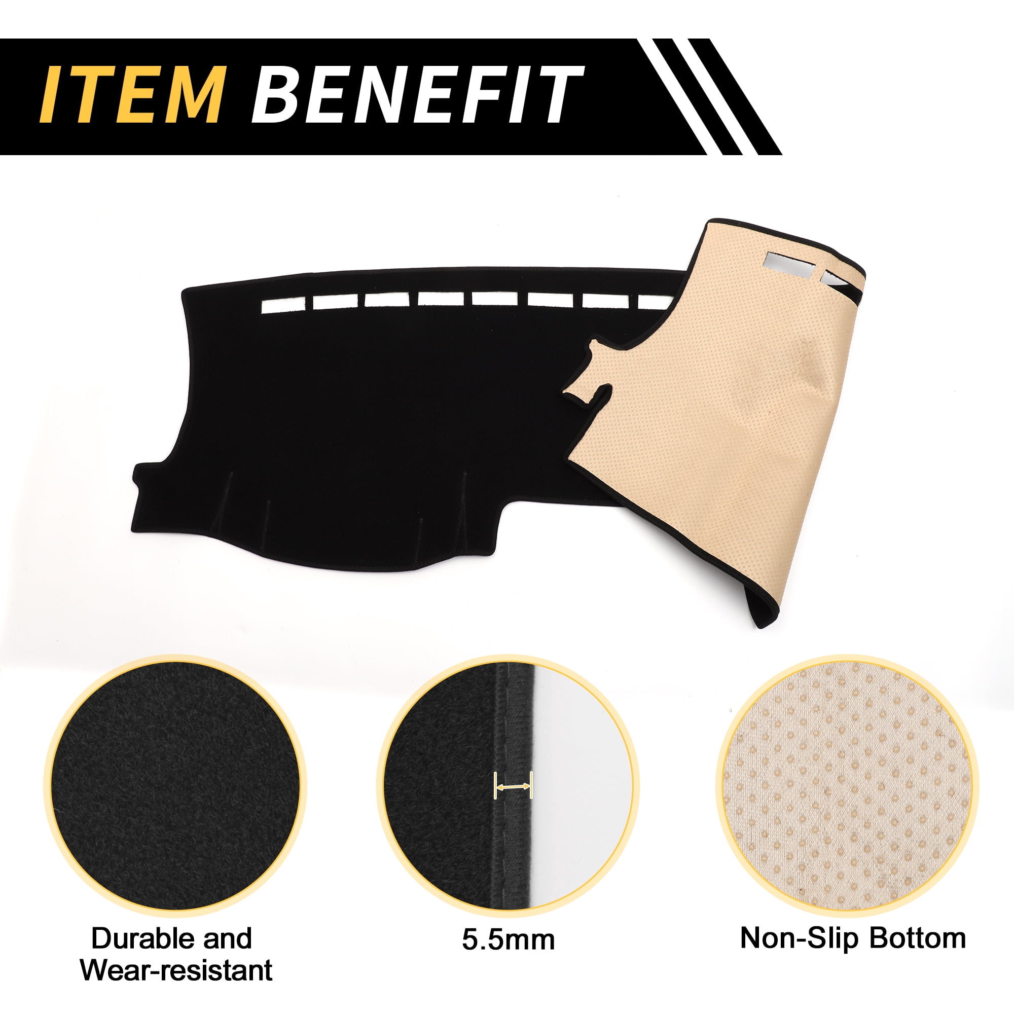 Unique Bargains Dash Cover for Ford for Ranger 22-24 Dash Board Mat Thickened Anti-Slip Dash Cover Mat Pad Polyester Center Console Dashboard Cover Pad Carpet Black