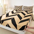 thumbnail image 3 of Homewish Wheat Black Abstract Bed Sheets for Women, Chic Square Art King Sheets, Modern Fashion Style Sheet Set, Breathable Home Decor, 4pcs, 3 of 7
