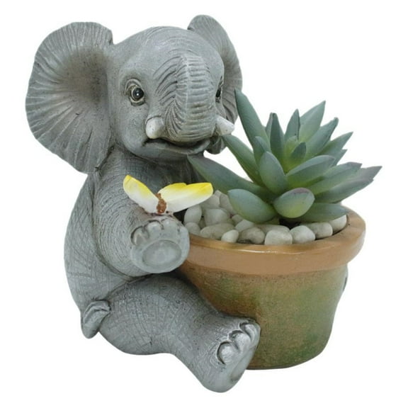 Elephant Shape Succulent Planter, Cute Animal Flower Pot,Whimsical Fairy Planter Pot with Drainage Hole for Easy Planting, Resin Elephant Flower Pots for Outdoor Indoor Plants