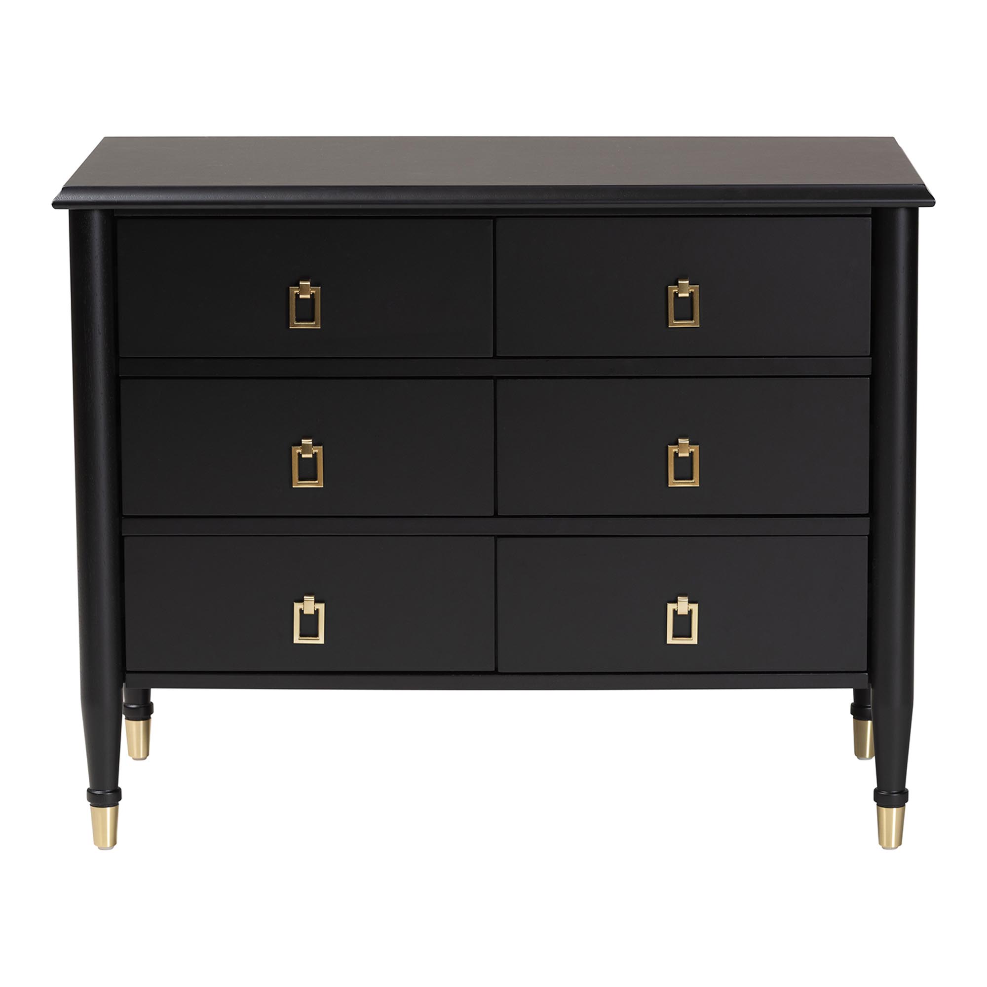 Baxton Studio Tamra Art-Deco Chest, 6-Drawer, Black