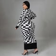 thumbnail image 3 of AURA Plus Size Plaid Print Maxi Dress Crewneck Long Sleeve Patchwork Elegant Sweet Style Long Dress for Fall Winter, 3 of 6