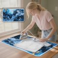 thumbnail image 3 of ZIATUBLES Blue Marble Print Ironing Pad for Table Top Portable Ironing Mat Blanket Foldable Ironing Board Replacement for Washer Dryer Countertop Travel, 31.5" x 19.6", 3 of 7