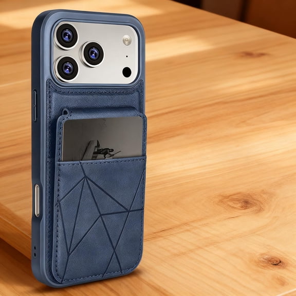 PU Leather Wallet Phone Case Compatible for iPhone 15 Case with Card Holder Slots & Back Flip Kickstand, Premium PU Leather TPU Bumper Shockproof Back Cover for iPhone 15, Blue