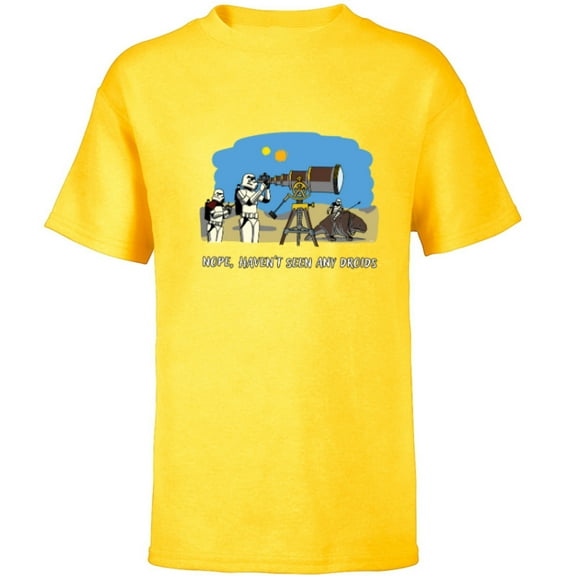 Star Wars Stormtrooper “Nope, Haven’t Seen Any Droids” Funny - Short Sleeve T-Shirt for Kids - Customized-Yellow