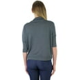 thumbnail image 2 of ToBeInStyle Women's 3/4 Sleeve Cowlneck Relaxed Fit Cropped, 2 of 7